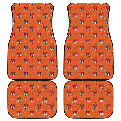 Cute Fox Pattern Print Front and Back Car Floor Mats
