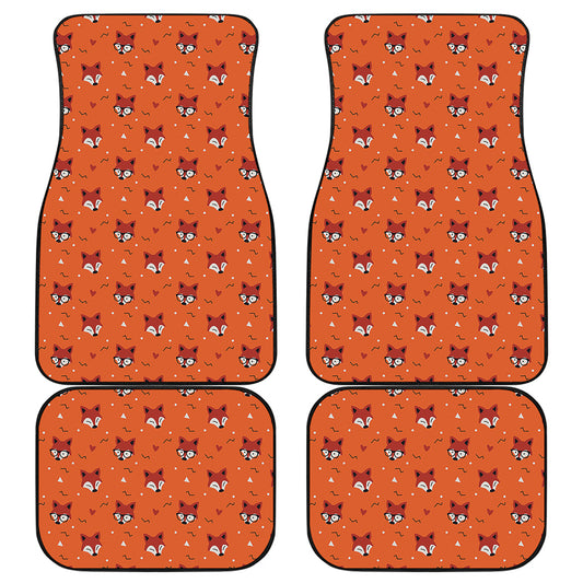 Cute Fox Pattern Print Front and Back Car Floor Mats