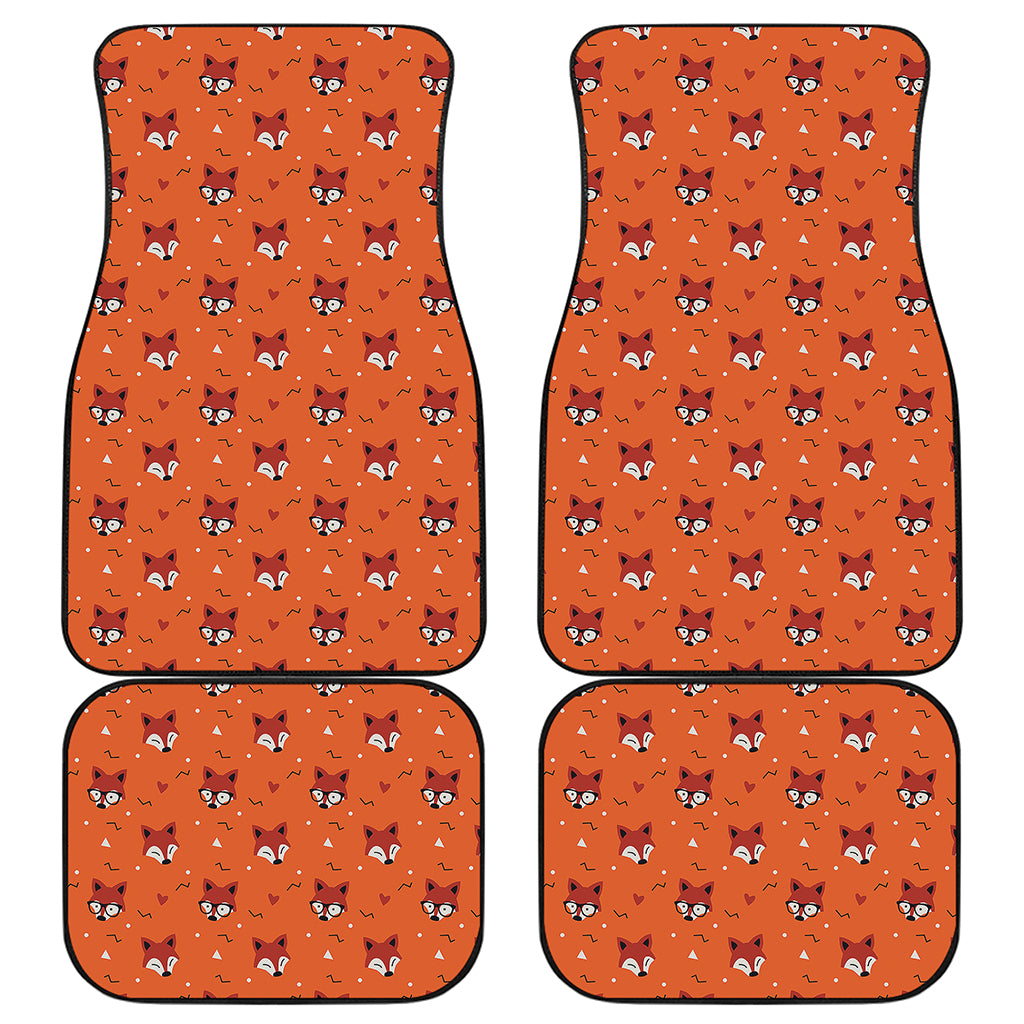 Cute Fox Pattern Print Front and Back Car Floor Mats