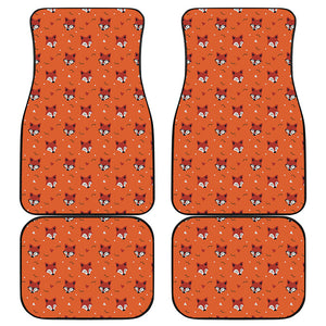 Cute Fox Pattern Print Front and Back Car Floor Mats