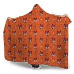 Cute Fox Pattern Print Hooded Blanket