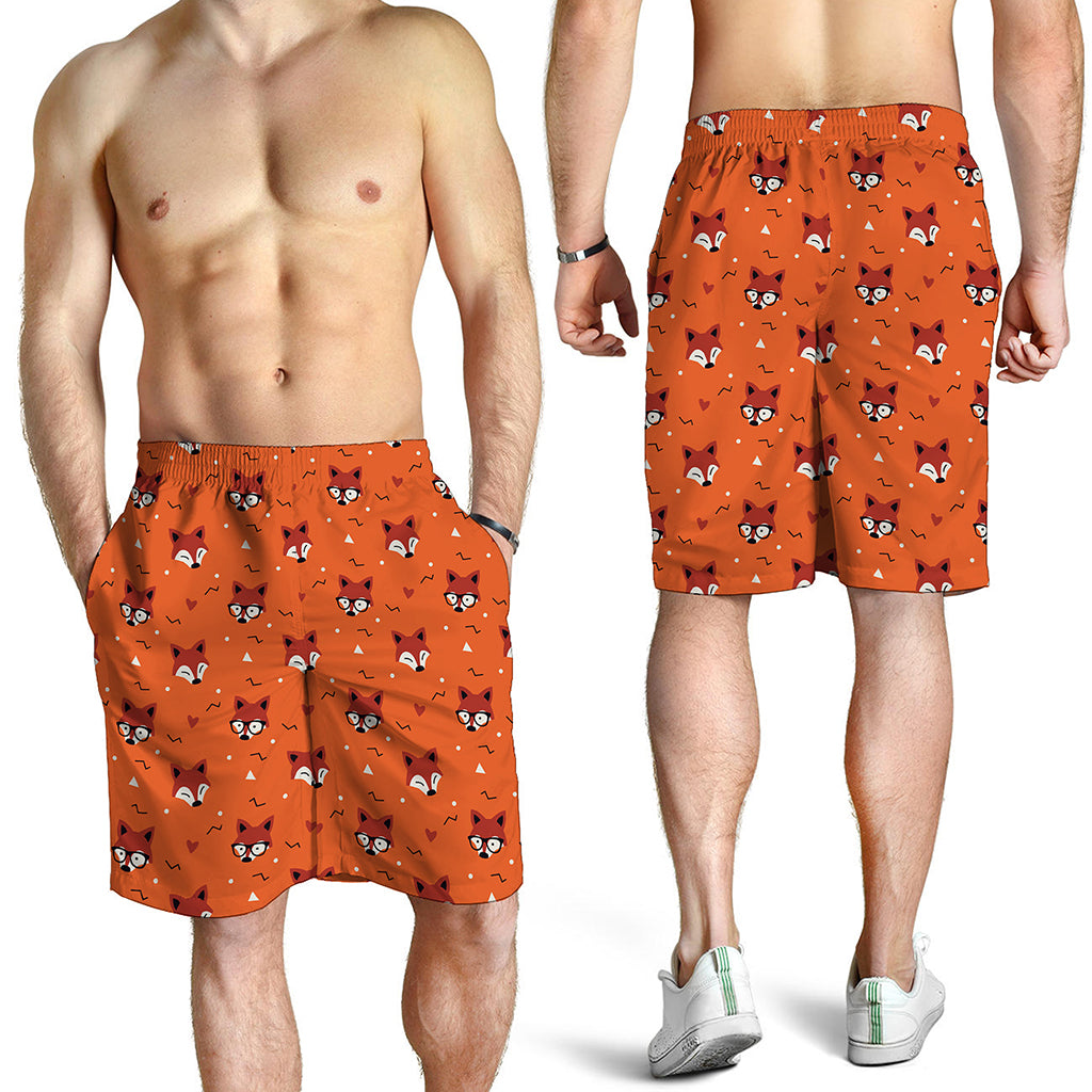 Cute Fox Pattern Print Men's Shorts