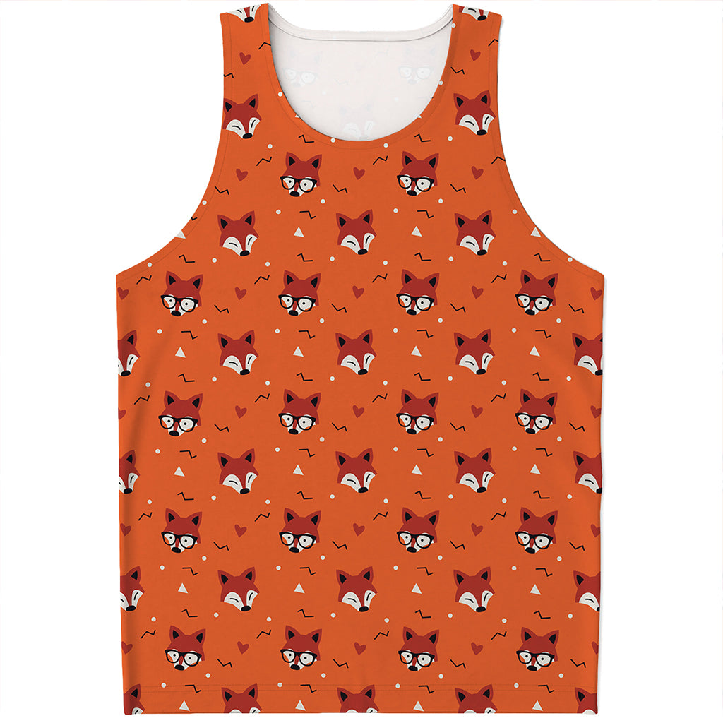 Cute Fox Pattern Print Men's Tank Top