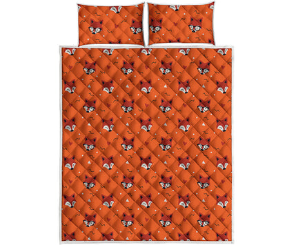 Cute Fox Pattern Print Quilt Bed Set