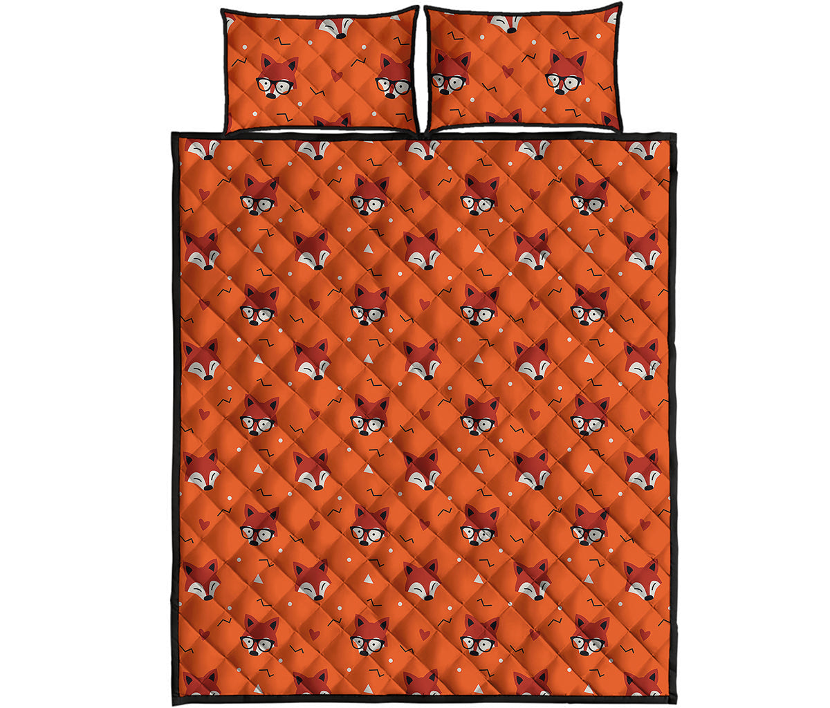 Cute Fox Pattern Print Quilt Bed Set