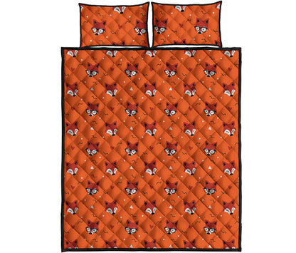 Cute Fox Pattern Print Quilt Bed Set