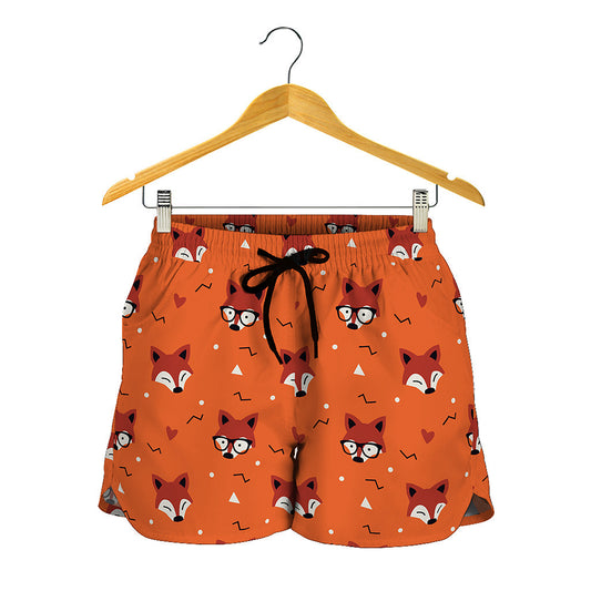 Cute Fox Pattern Print Women's Shorts