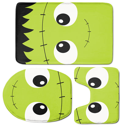 Cute Frankenstein Face Print 3 Piece Bath Mat Set