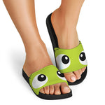 Cute Frankenstein Face Print Black Slide Sandals