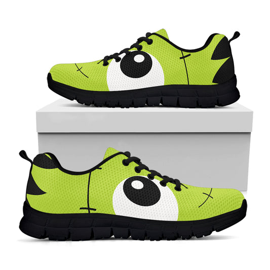 Cute Frankenstein Face Print Black Sneakers