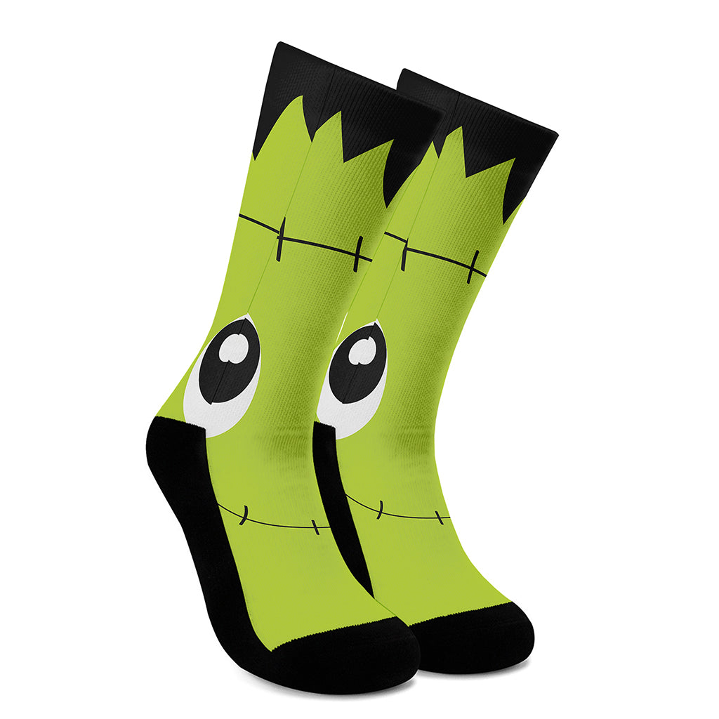 Cute Frankenstein Face Print Crew Socks