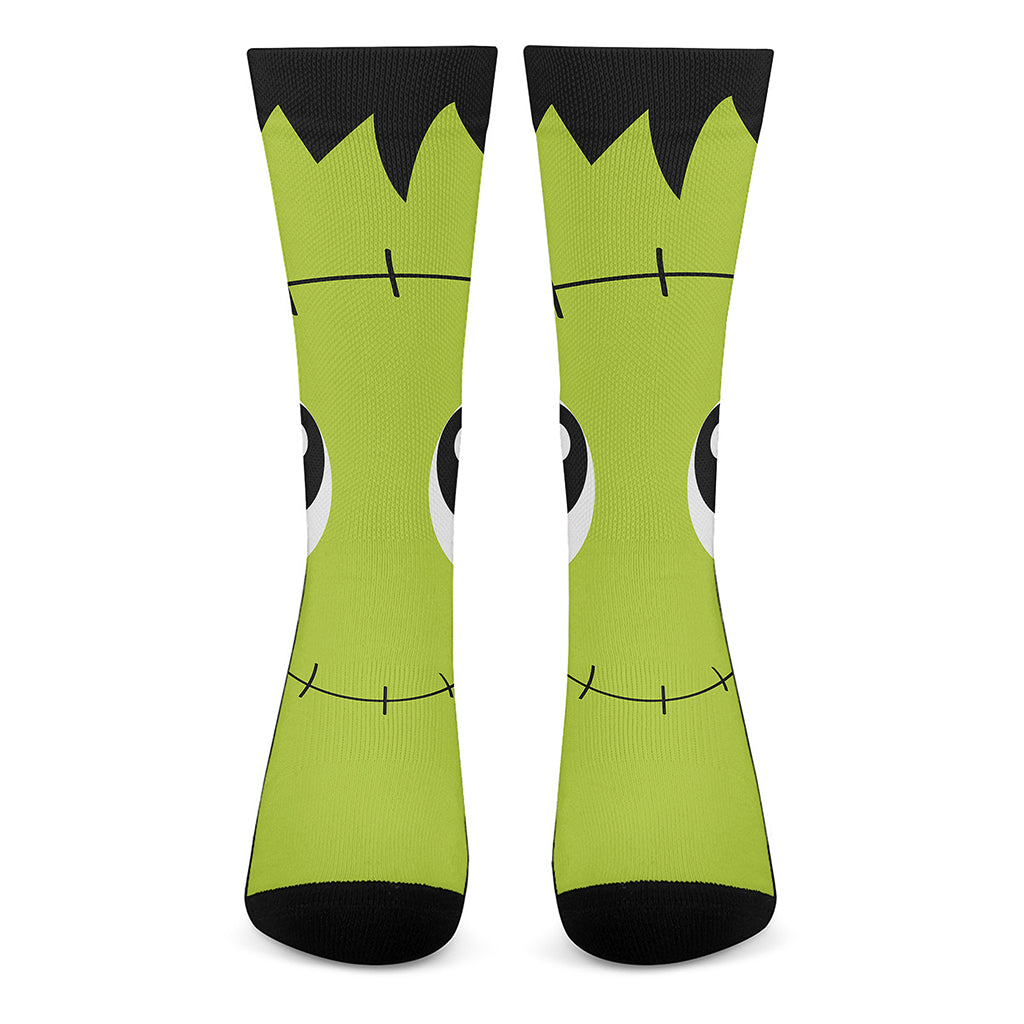 Cute Frankenstein Face Print Crew Socks