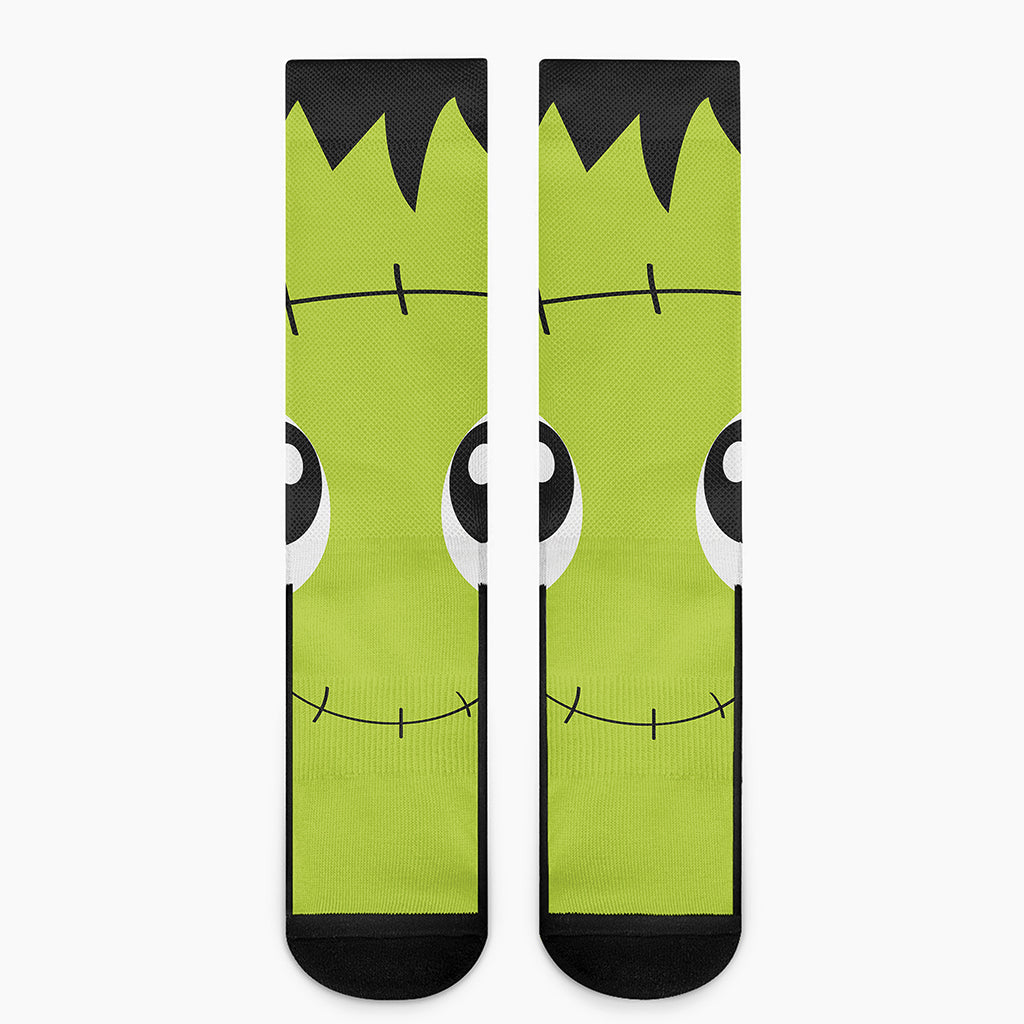 Cute Frankenstein Face Print Crew Socks