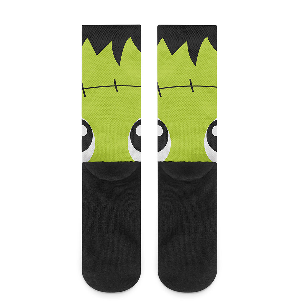 Cute Frankenstein Face Print Crew Socks