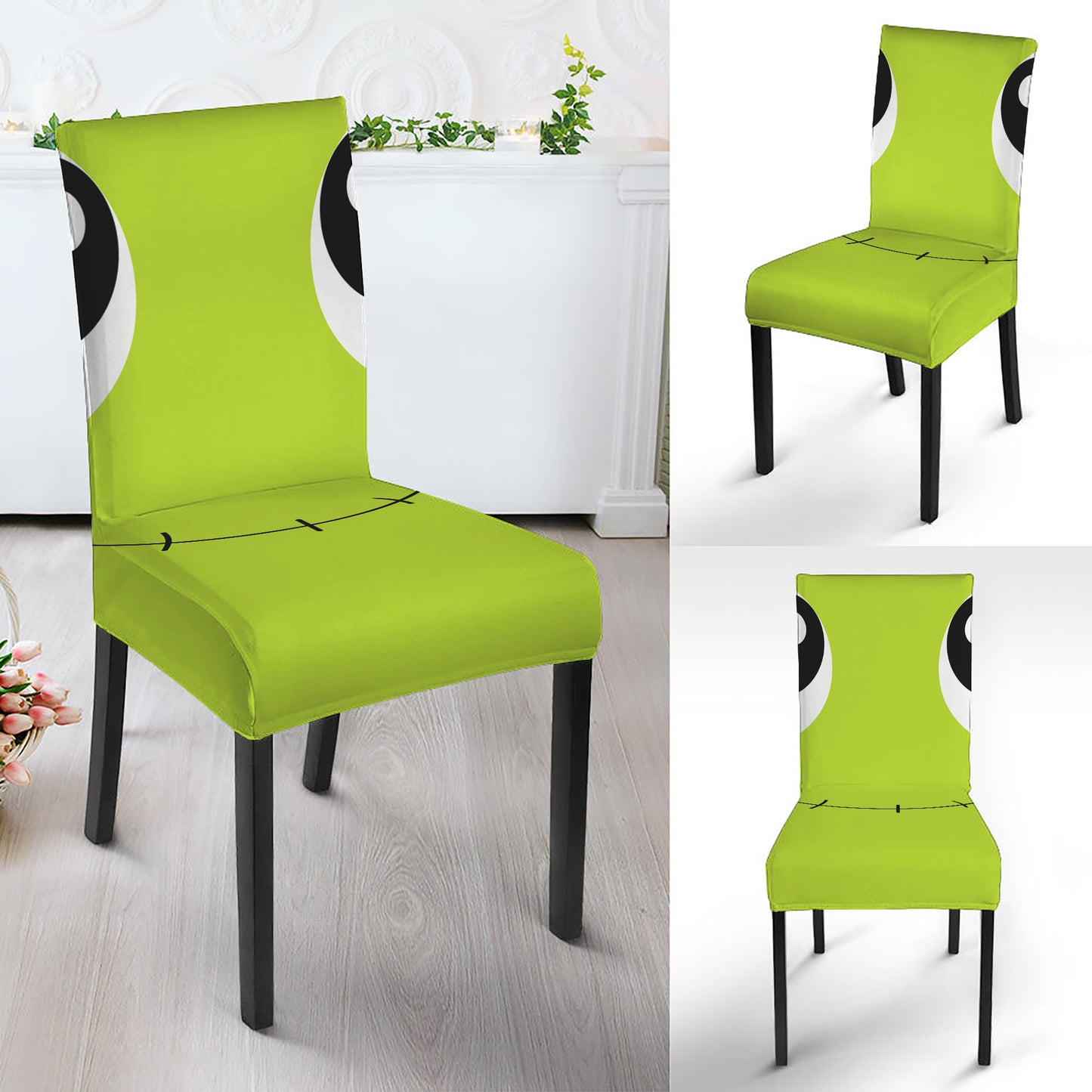 Cute Frankenstein Face Print Dining Chair Slipcover
