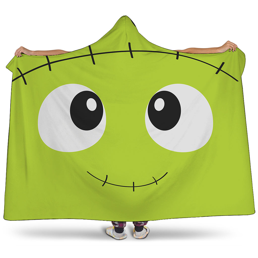 Cute Frankenstein Face Print Hooded Blanket