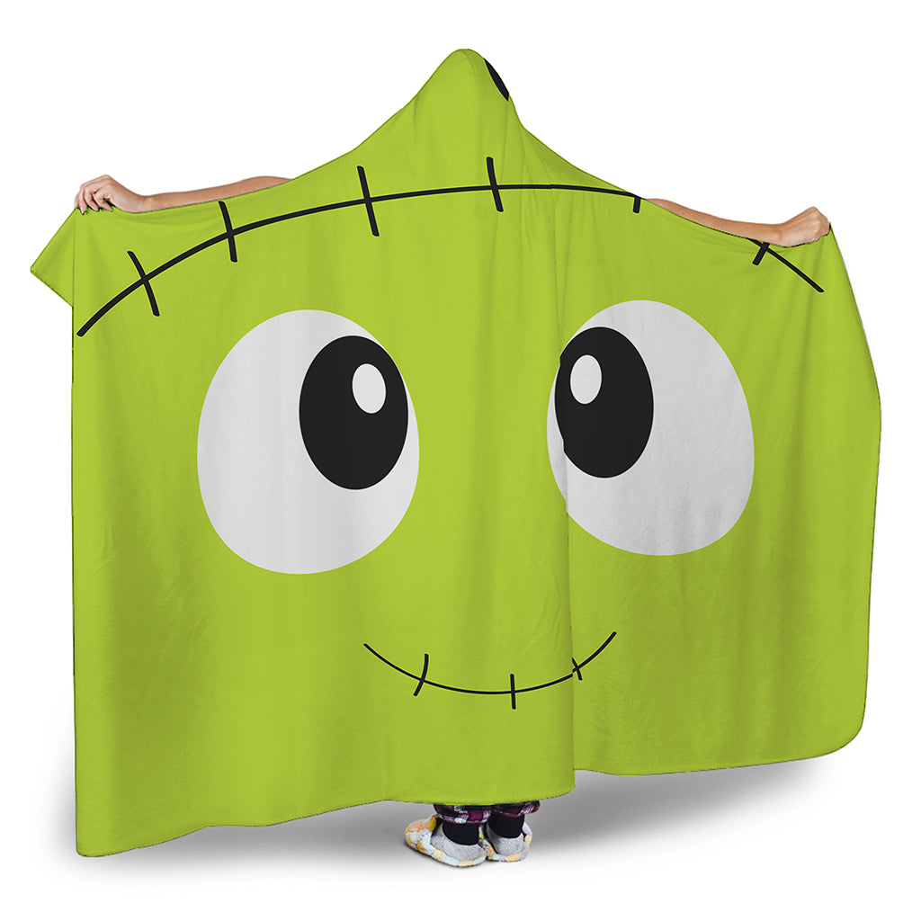 Cute Frankenstein Face Print Hooded Blanket