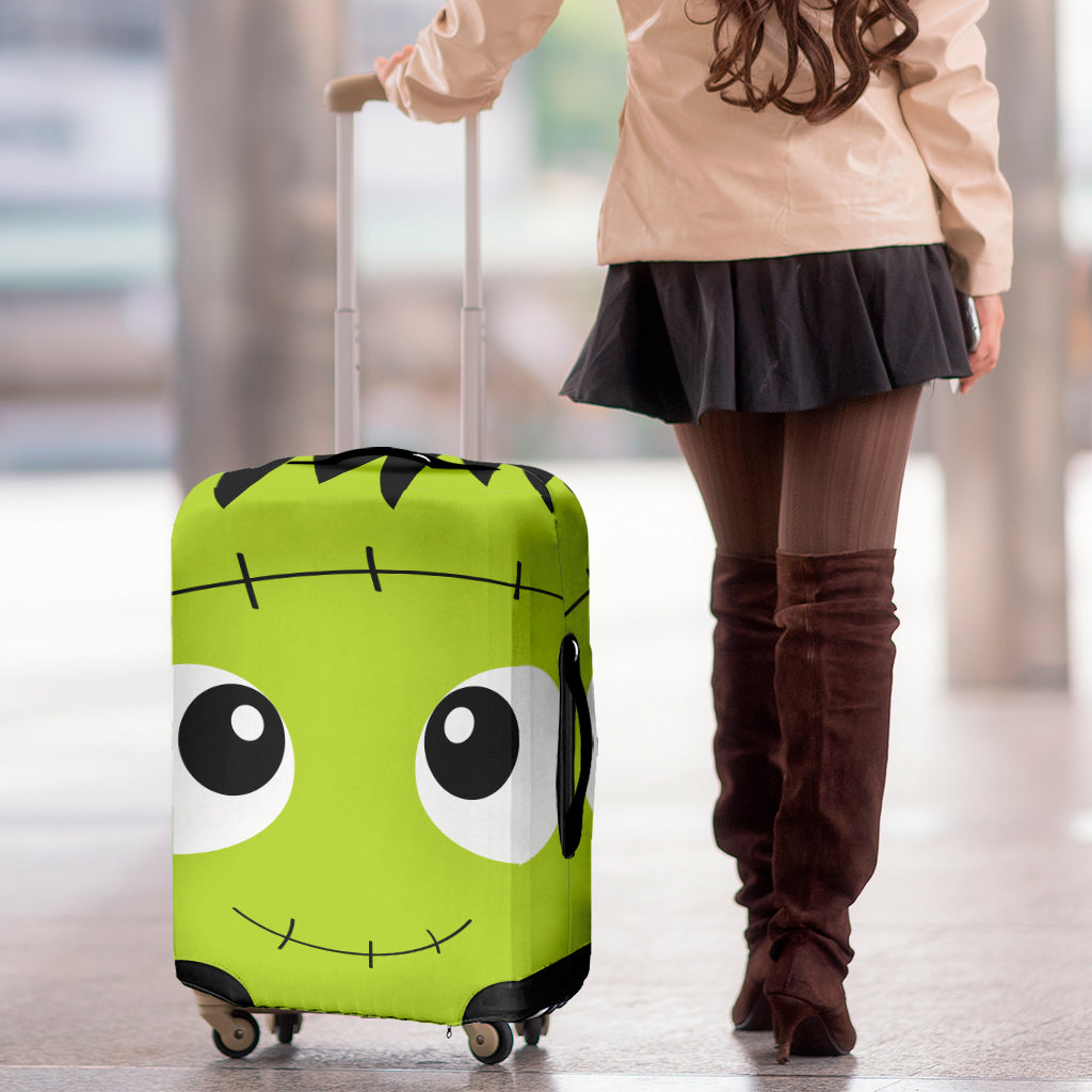 Cute Frankenstein Face Print Luggage Cover