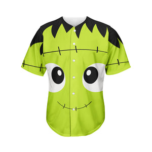 Cute Frankenstein Face Print Men's Baseball Jersey