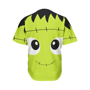 Cute Frankenstein Face Print Men's Baseball Jersey