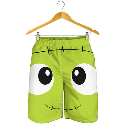 Cute Frankenstein Face Print Men's Shorts