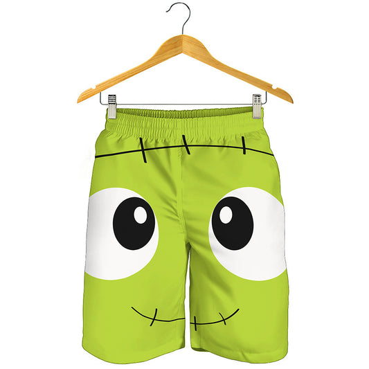 Cute Frankenstein Face Print Men's Shorts
