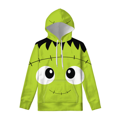 Cute Frankenstein Face Print Pullover Hoodie