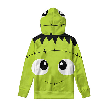 Cute Frankenstein Face Print Pullover Hoodie