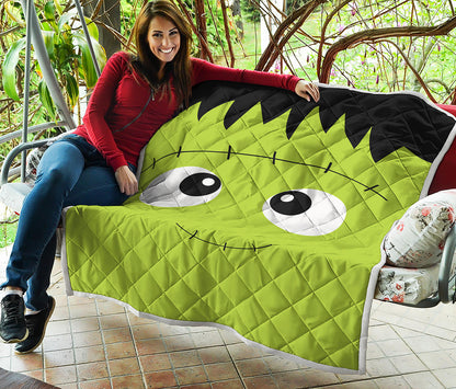 Cute Frankenstein Face Print Quilt