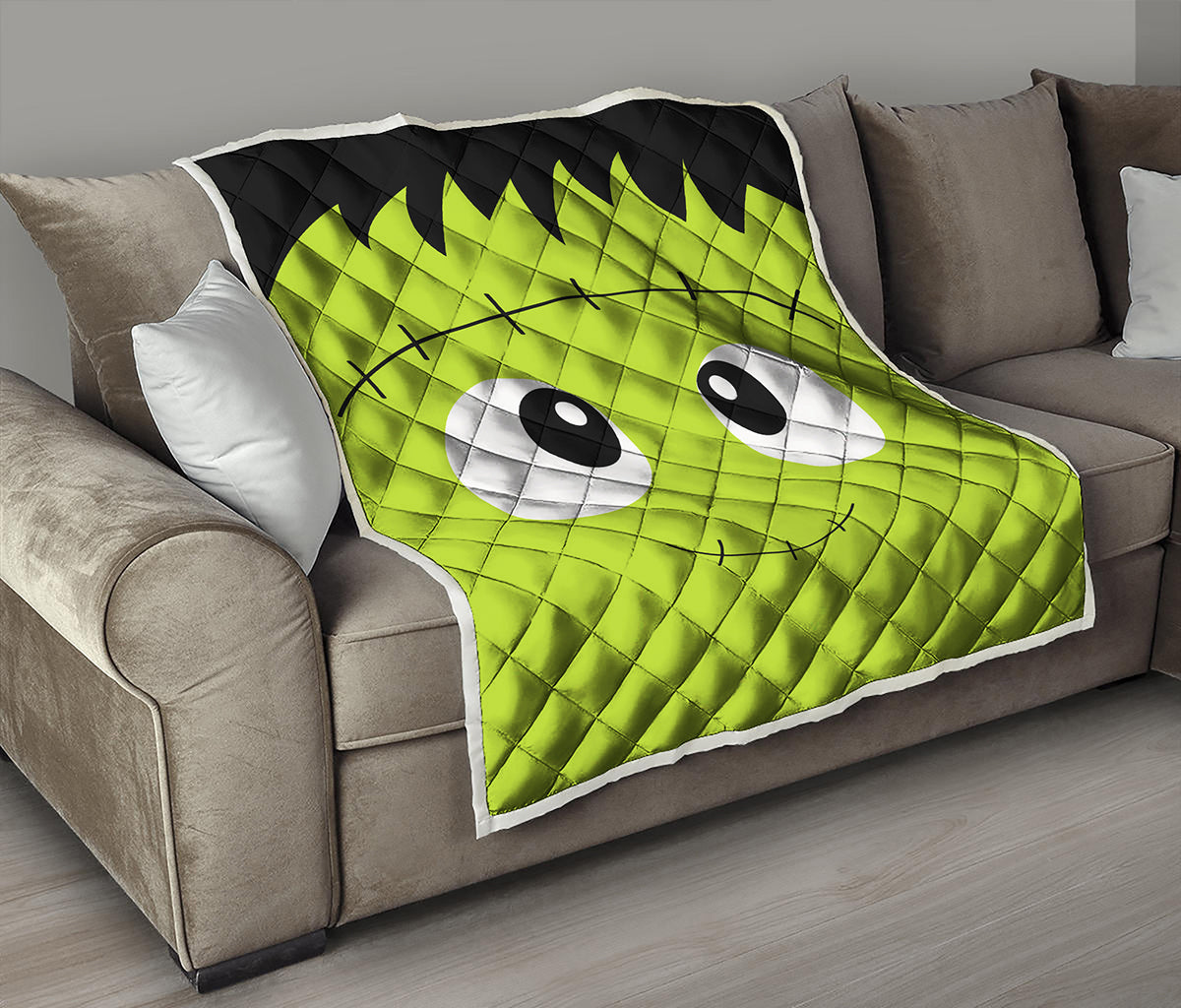 Cute Frankenstein Face Print Quilt