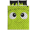 Cute Frankenstein Face Print Quilt Bed Set