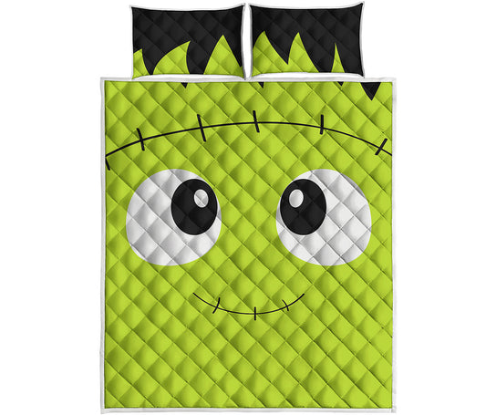 Cute Frankenstein Face Print Quilt Bed Set