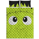 Cute Frankenstein Face Print Quilt Bed Set