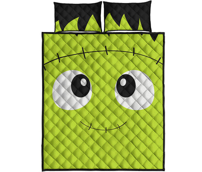 Cute Frankenstein Face Print Quilt Bed Set