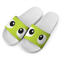 Cute Frankenstein Face Print White Slide Sandals