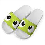 Cute Frankenstein Face Print White Slide Sandals