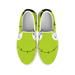 Cute Frankenstein Face Print White Slip On Shoes