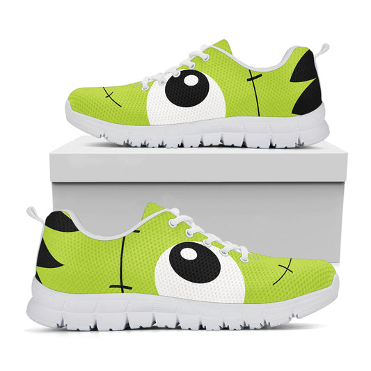 Cute Frankenstein Face Print White Sneakers