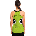Cute Frankenstein Face Print Women's Racerback Tank Top