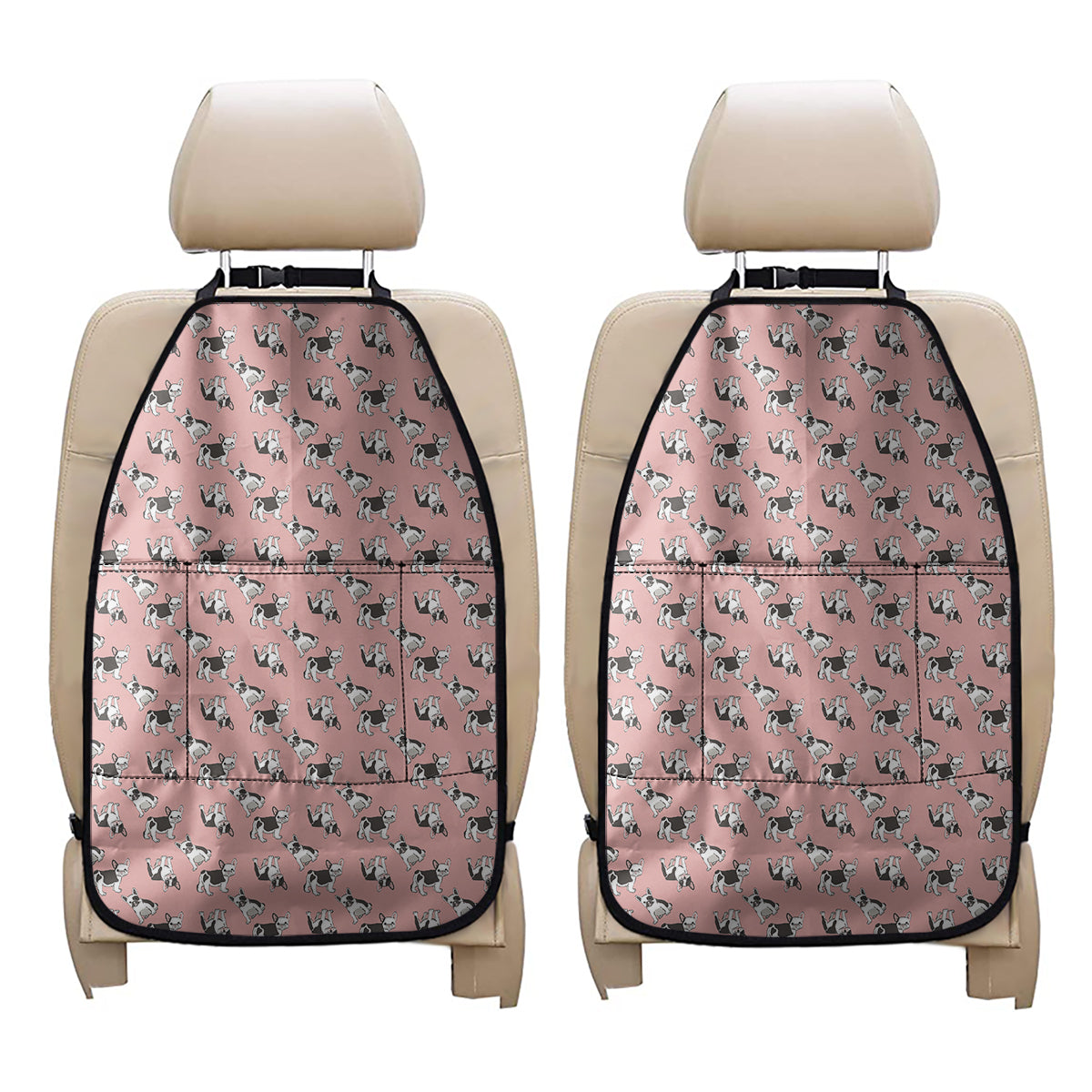 Cute French Bulldog Puppy Pattern Print Car Seat Organizers