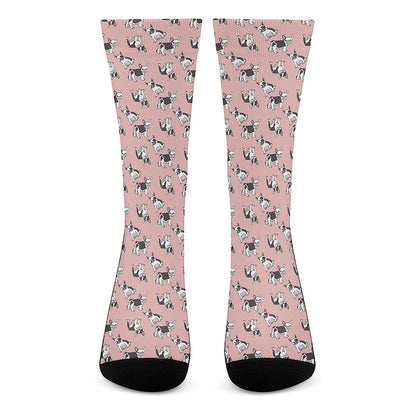 Cute French Bulldog Puppy Pattern Print Crew Socks