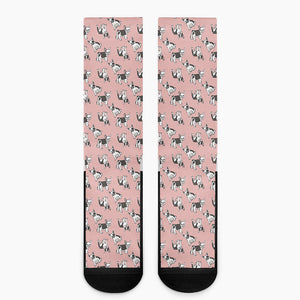 Cute French Bulldog Puppy Pattern Print Crew Socks