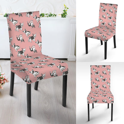 Cute French Bulldog Puppy Pattern Print Dining Chair Slipcover