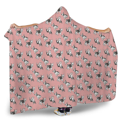 Cute French Bulldog Puppy Pattern Print Hooded Blanket