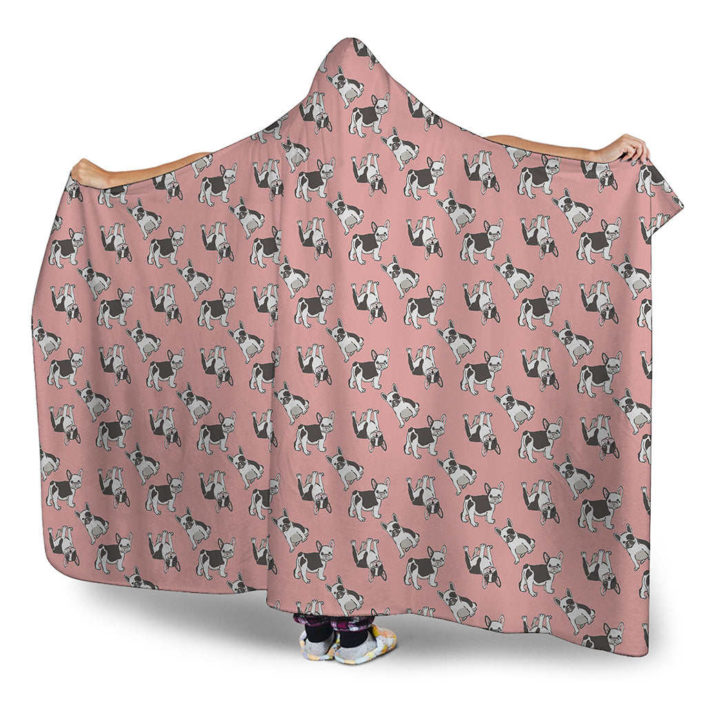 Cute French Bulldog Puppy Pattern Print Hooded Blanket