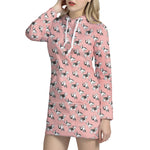 Cute French Bulldog Puppy Pattern Print Hoodie Dress