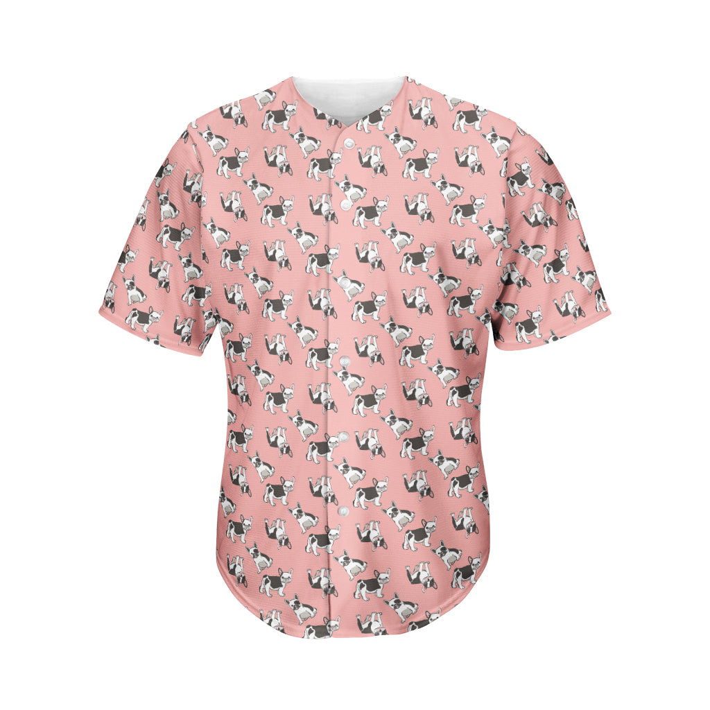 Cute French Bulldog Puppy Pattern Print Men's Baseball Jersey