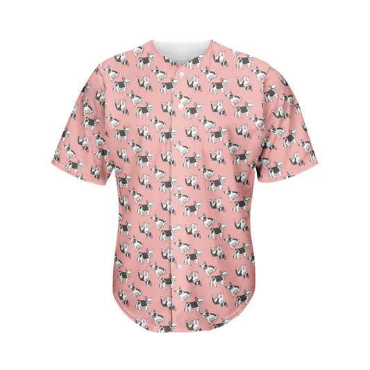 Cute French Bulldog Puppy Pattern Print Men's Baseball Jersey