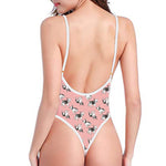 Cute French Bulldog Puppy Pattern Print One Piece High Cut Swimsuit