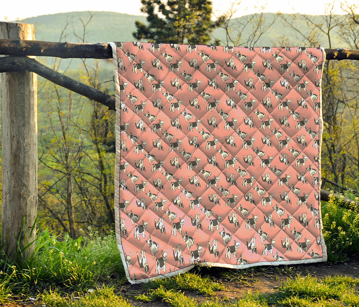 Cute French Bulldog Puppy Pattern Print Quilt